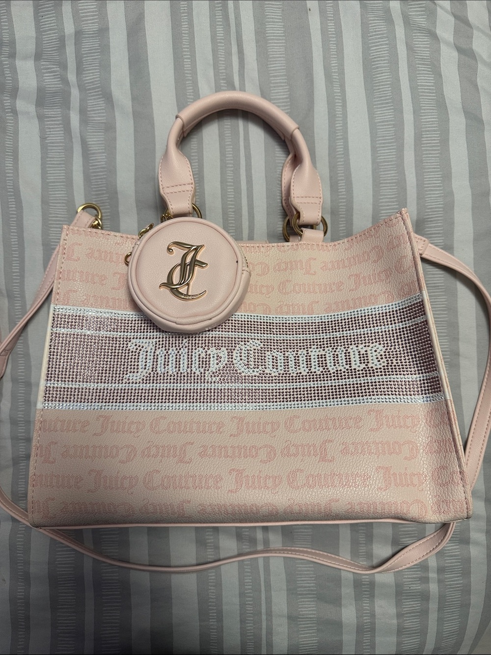 Juicy Couture Light Pink Logo Tote with Round Coin Pouch